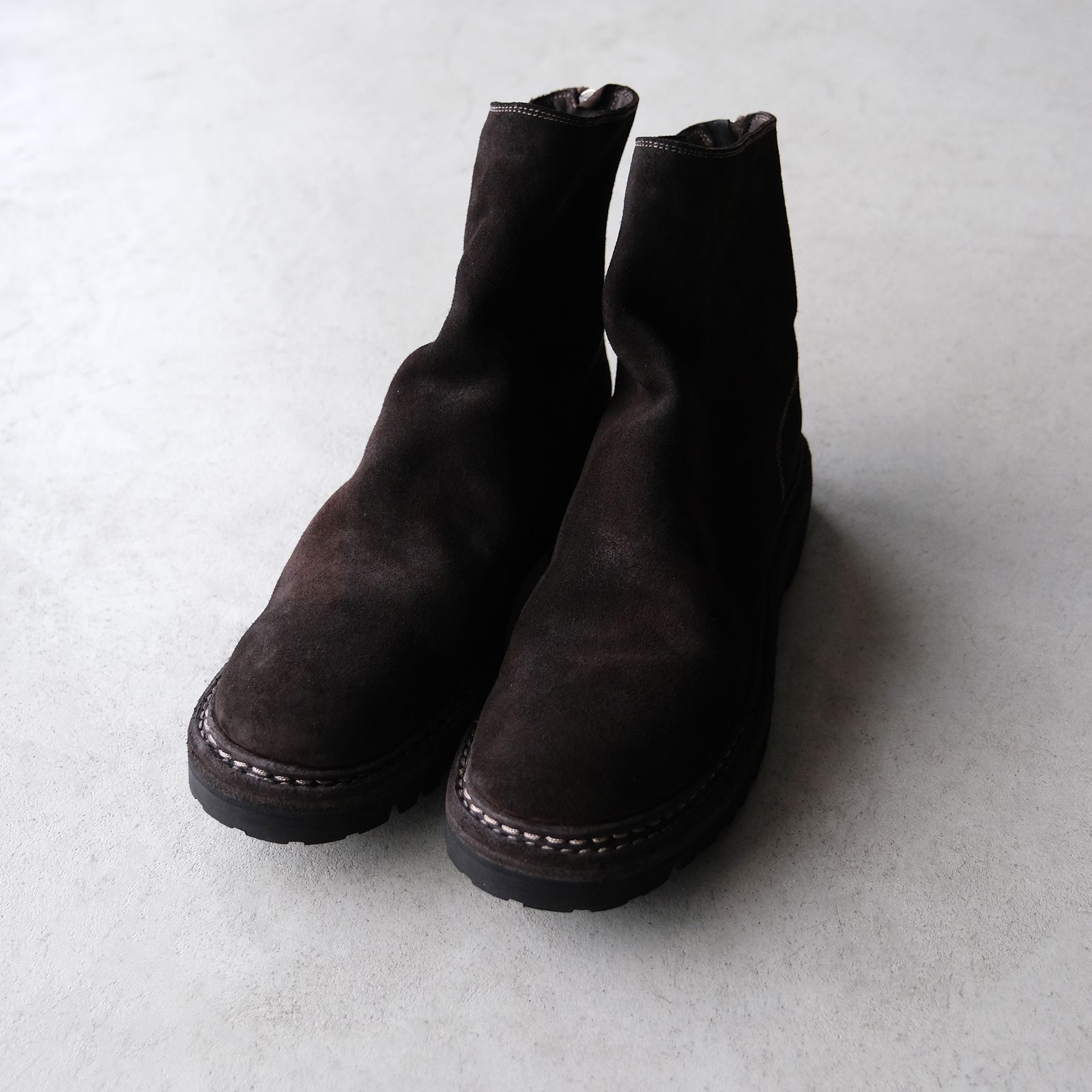 GUIDI - 796V_N Calf Reverse Shoes Back Zip Boot -ブーツ-（Brown