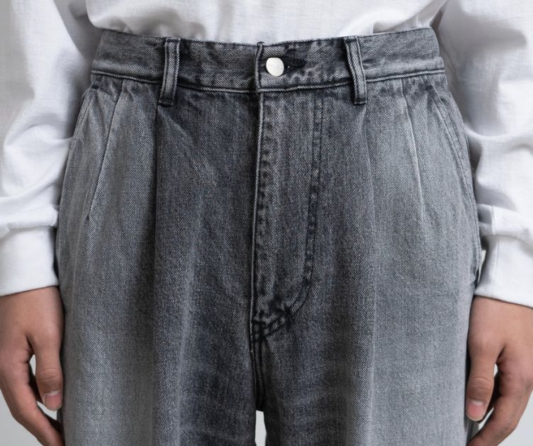 Graphpaper - Selvage Denim Two Tuck Pants -LIGHT FADE- / BLACK