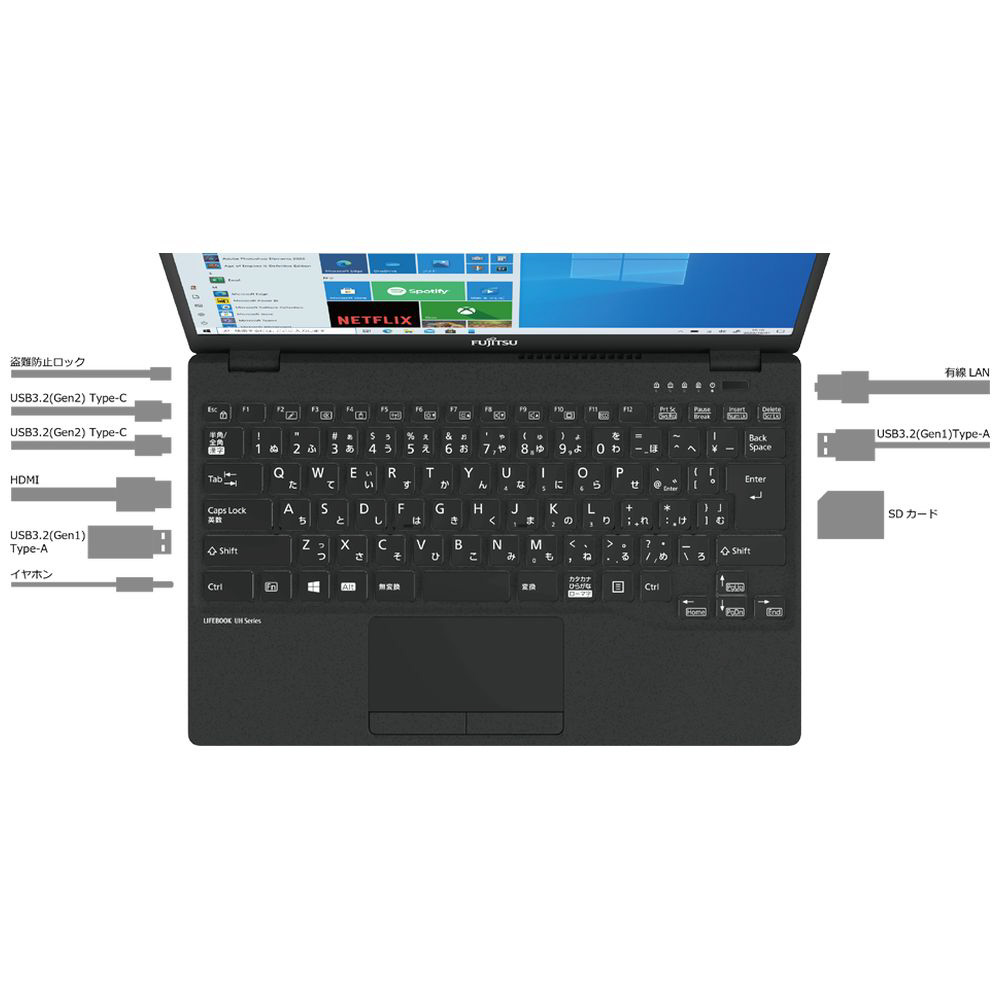 ノートパソコン LIFEBOOKUH-X/E3 ピクトブラック FMVUXE3B ［13.3型