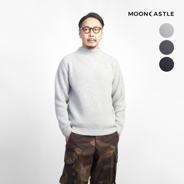 MOONCASTLE ムーンキャッスル カシミヤ100％ 片畔モックネックニット
