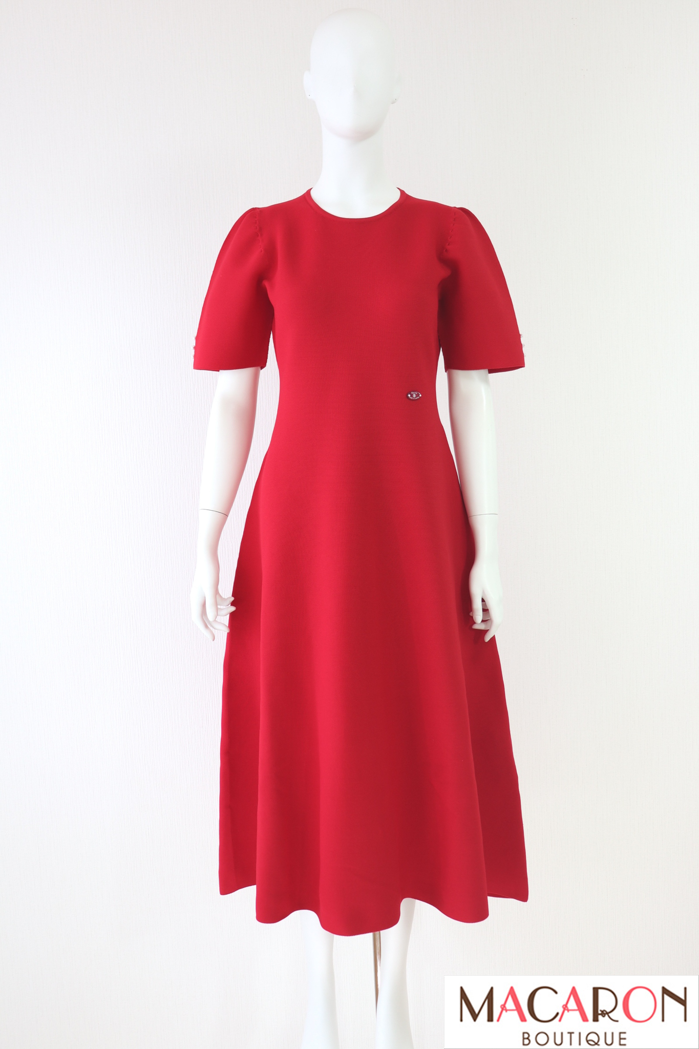 Rene（ルネ） 半袖Aラインニットワンピース 6422090