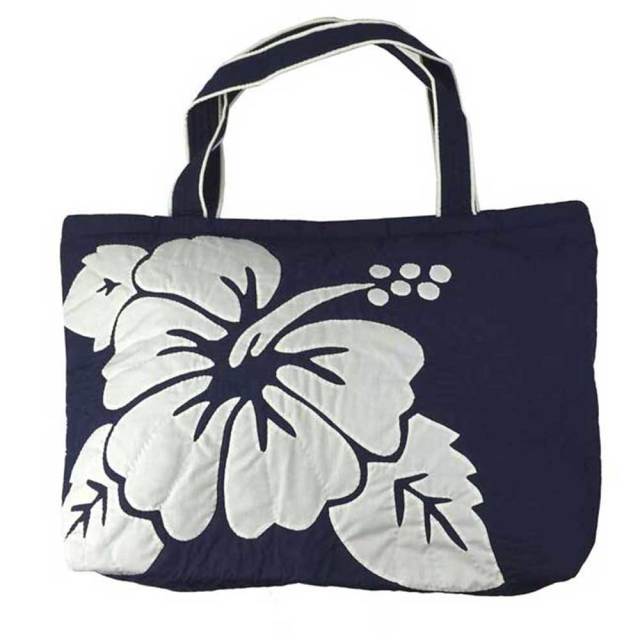 Hawaiianquiltハワイアンキルトバッグ ハイビスカス柄スクエアートート