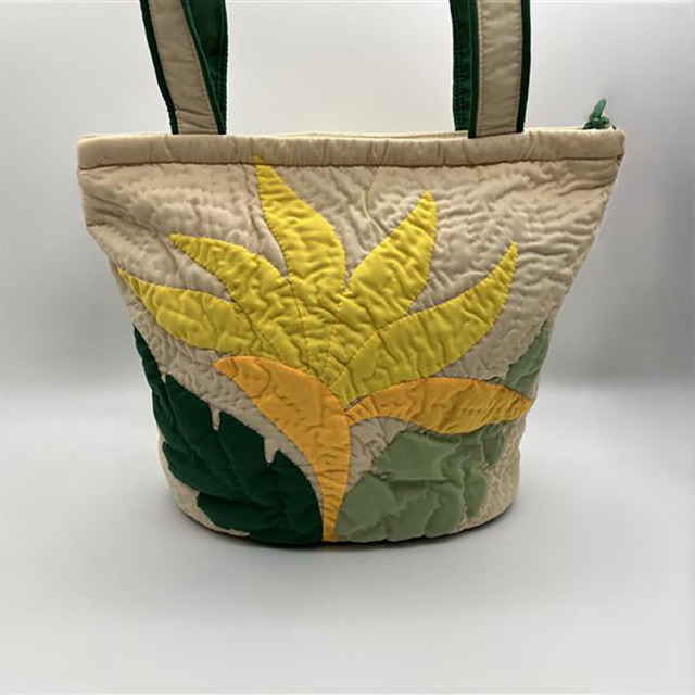 ハワイアンキルト トートバッグ バードオブパラダイス 極楽鳥花