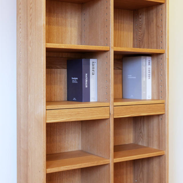 本棚 木製 ナラ書棚 Hi タモ無垢 高級 ブックシェルフ