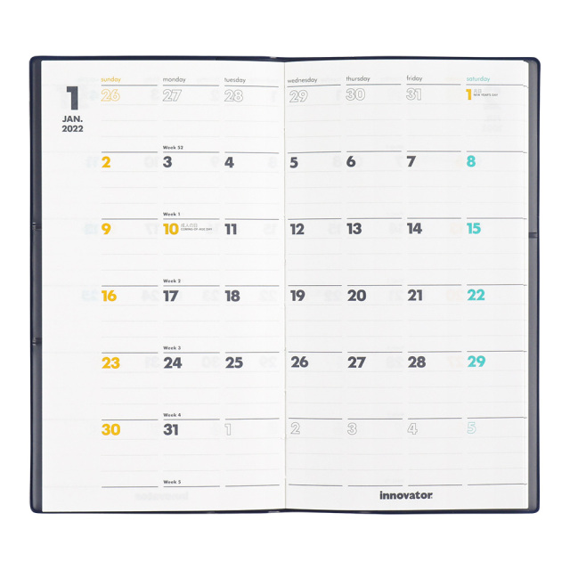 2022年版手帳｜イノベーター ダイアリー＜スリム＞ 紺(26107006