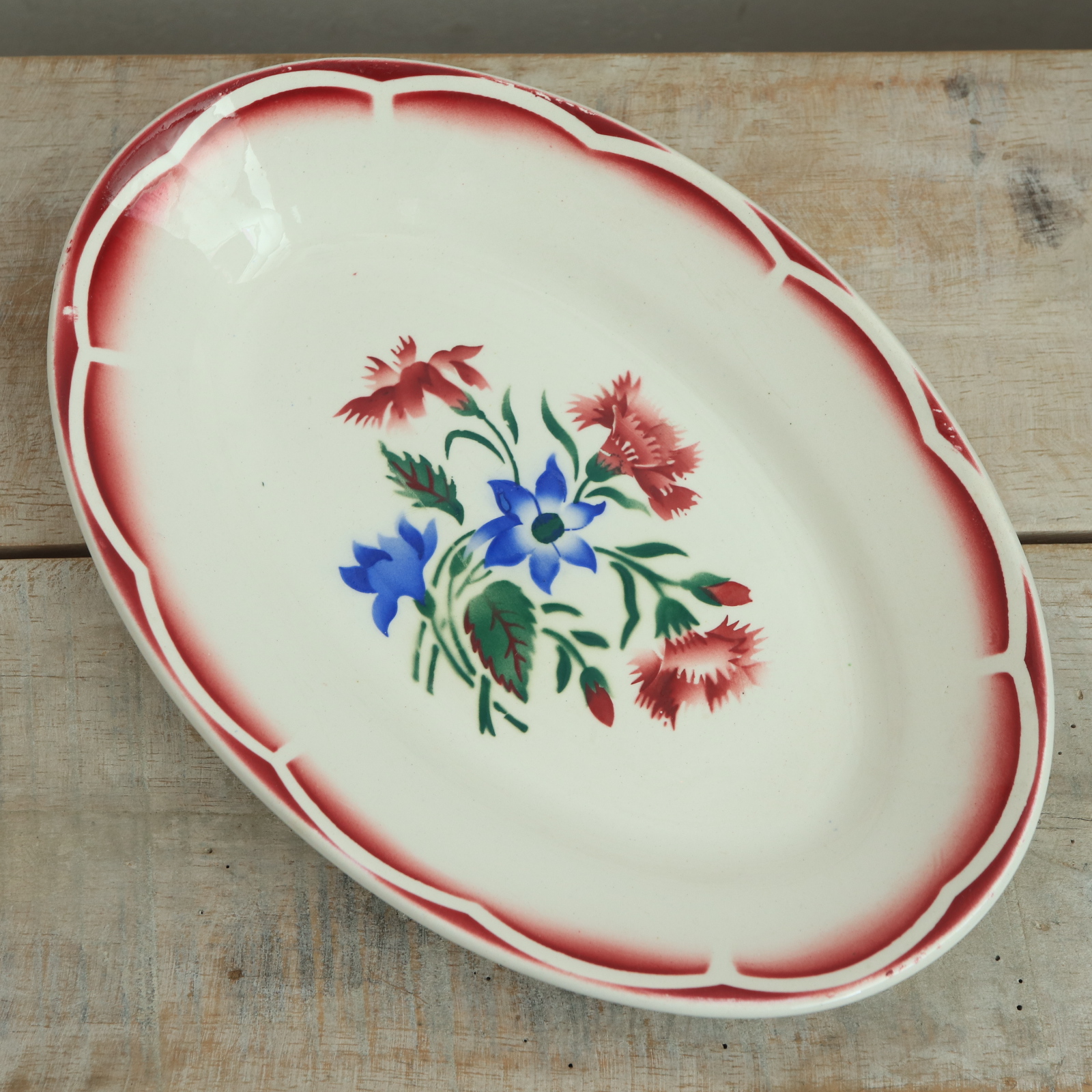 アンティーク ラヴィエ オーバル皿 フランス サルグミンヌ製 JOSE