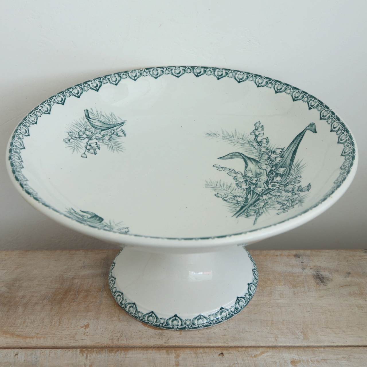 アンティーク コンポティエ スズラン MUGUET フランス サンタマン製 ST