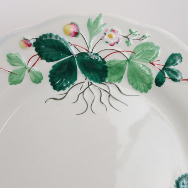 アンティークプレート デザート皿 イチゴ FRAISE フランス クレイユ