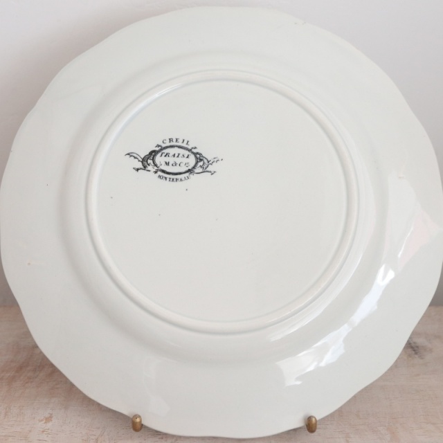 アンティークプレート デザート皿 イチゴ FRAISE フランス クレイユ