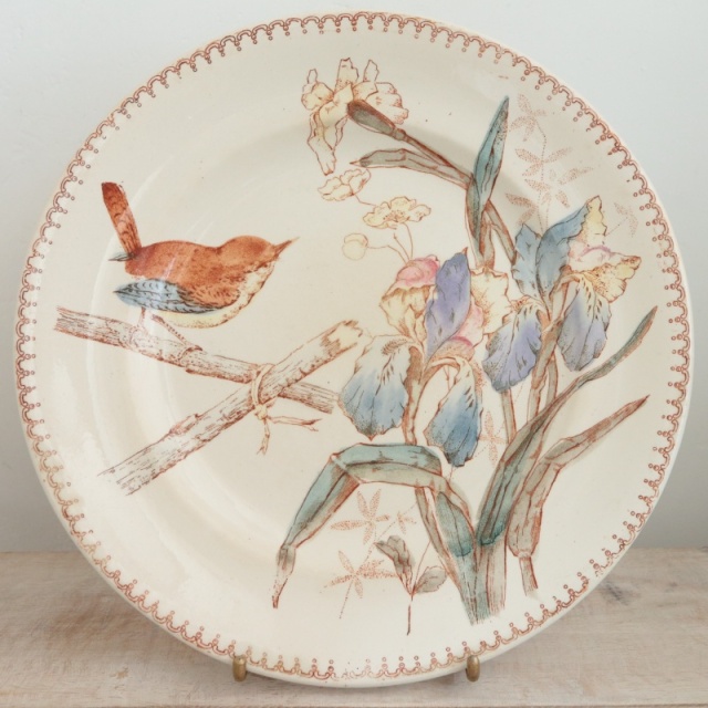 アンティーク プレート 鳥 深皿 フランス ロンウィー製 LONGWY