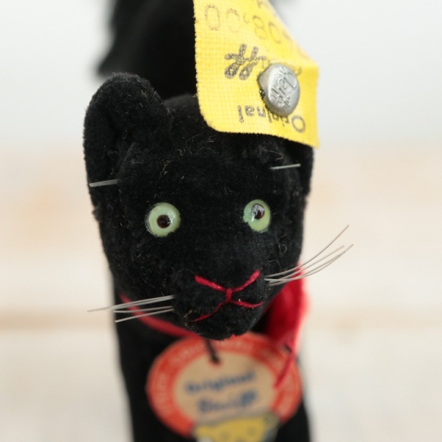 アンティーク シュタイフ 黒猫 Steiff Black Tom Cat 8cm