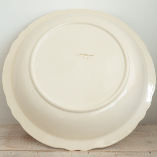 アンティーク 大きな深皿 花リム Ivoire フランス サルグミンヌ製