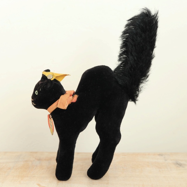 アンティーク シュタイフ 黒猫 Steiff Black Tom Cat 10cm