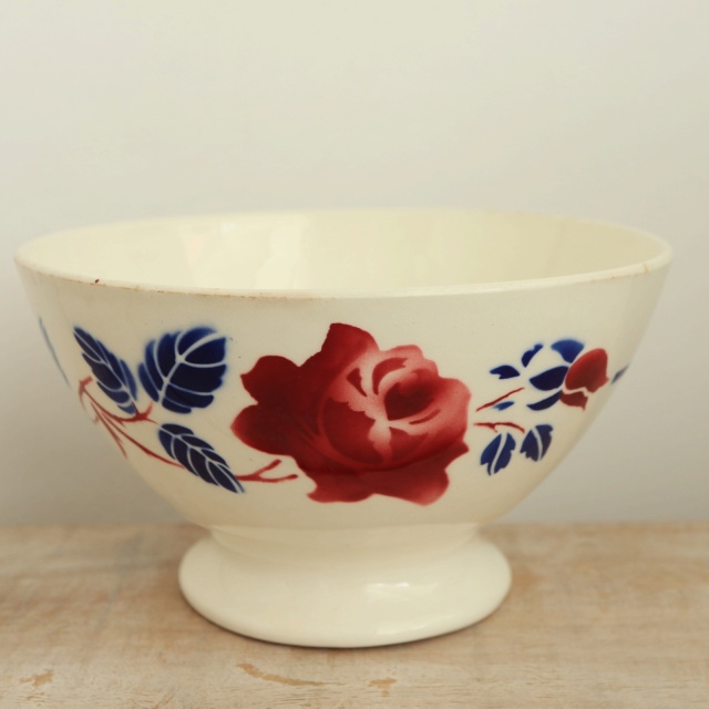 アンティーク カフェオレボウル バラ フランス リュネヴィル製 K&G