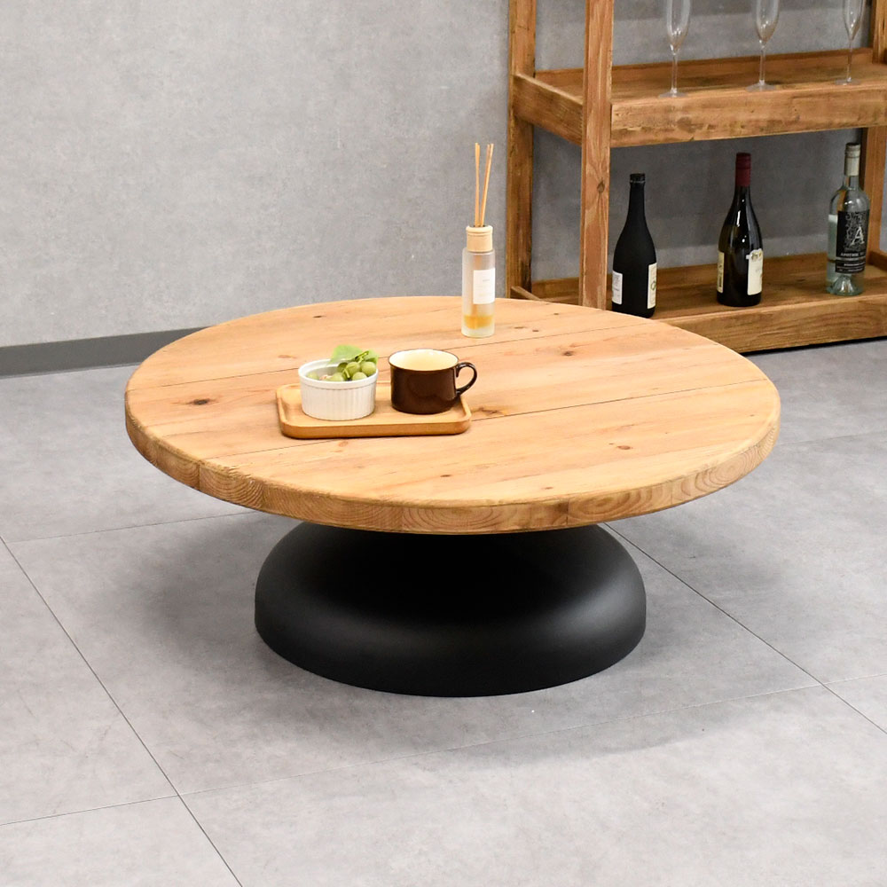 北欧ナチュラルスタイル古木リサイクルパイン90cm幅ラウンドロー