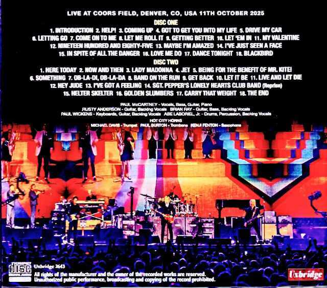 Paul McCartney ポール・マッカートニー/CO,USA 10.11.2025 Complete