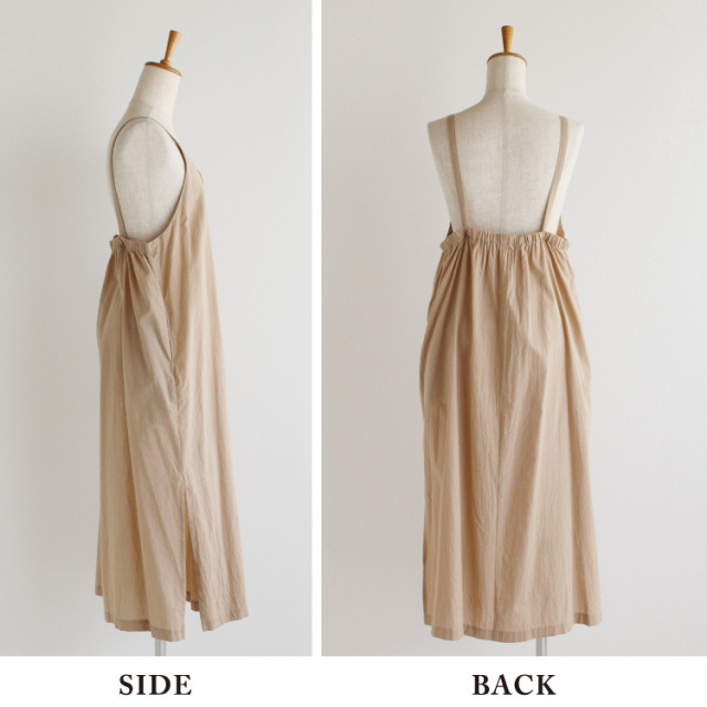 nofl】荒炊き染め綿ローンキャミソールワンピース 644206230