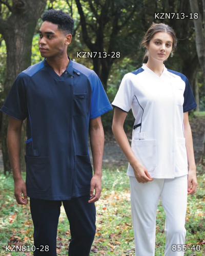 KZN713 スクラブジャケット 半袖 (男女兼用) KAZEN (カゼン)