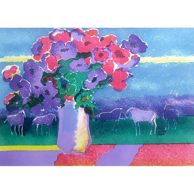 ポール・ギヤマン「高原の花束」リトグラフ 直筆サイン入り｜絵画販売