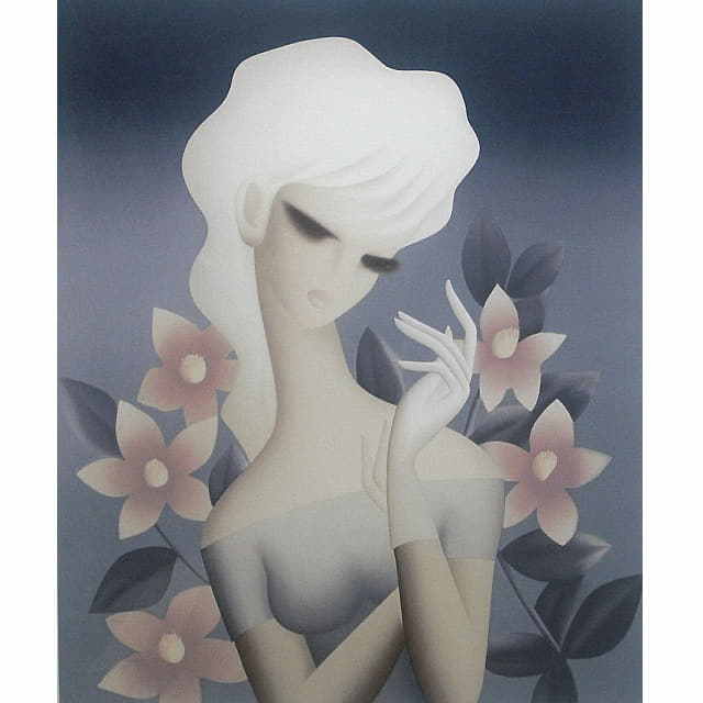 東郷青児「赤い花」リトグラフ 東郷たまみ監修・サイン入｜絵画販売