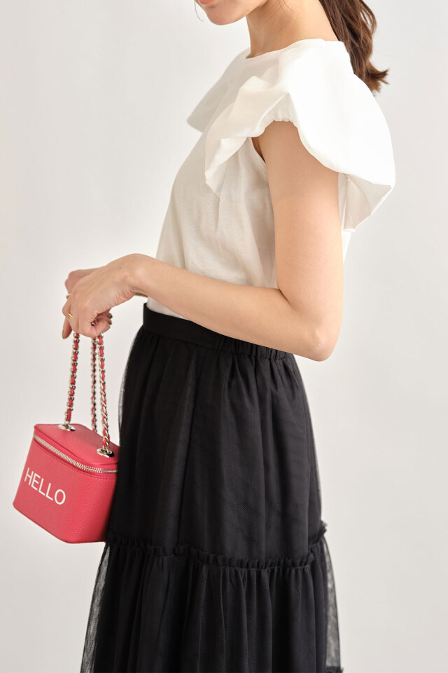 ギャザースリーブTシャツ