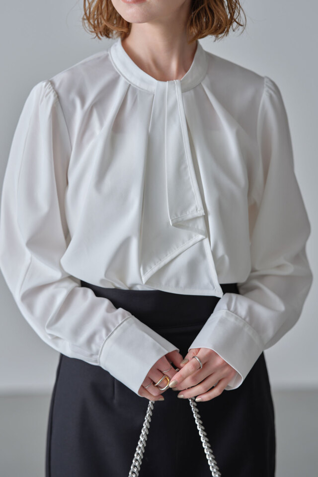 ボウタイ＆スリーブ2WAYバイカラーブラウス