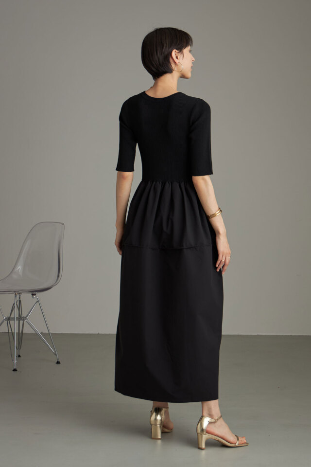 コクーンサマーニットドッキングワンピース