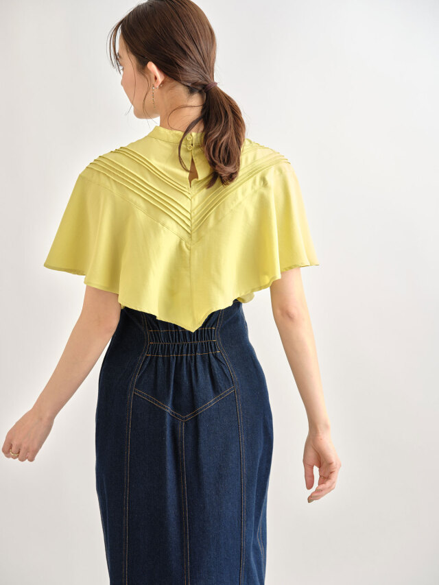 フリルケープブデコルテブラウス