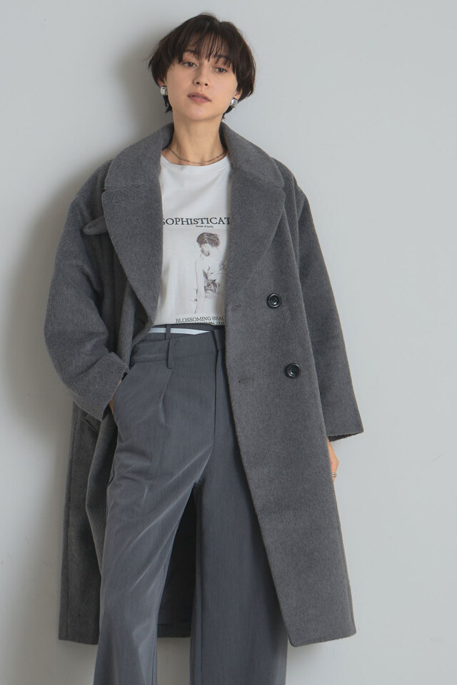 ウール混ビッグカラーチェスターコート