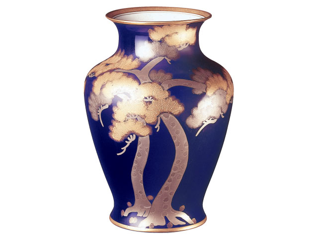 □予約□ ルリ金白金蝕松 45cm花器