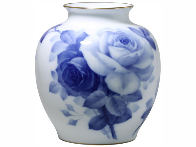 手描き】ブルーローズ（8011） 29cm花器