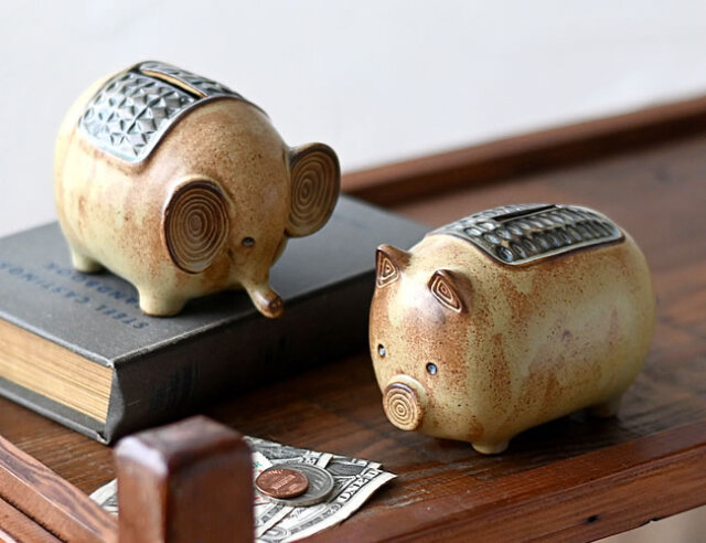 瀬戸焼のピギーバンク 動物の貯金箱 | ゼネラルストア オルネ