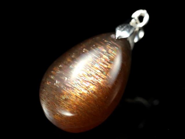 ブラックゴールデン サンストーン ペンダントトップ ドロップ型 重さ約