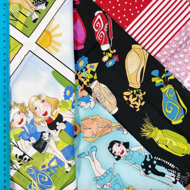 USAコットン ロラライハリス】 ゴルフ柄 ストライプ ドット 50×55cm