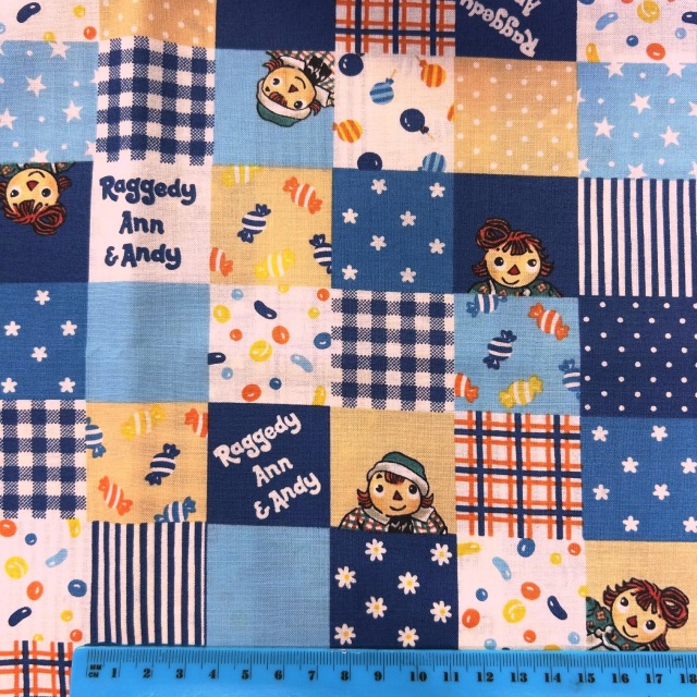 国産】ラガディアン&アンディ Raggedy Ann & Andy ブルー系 パッチ