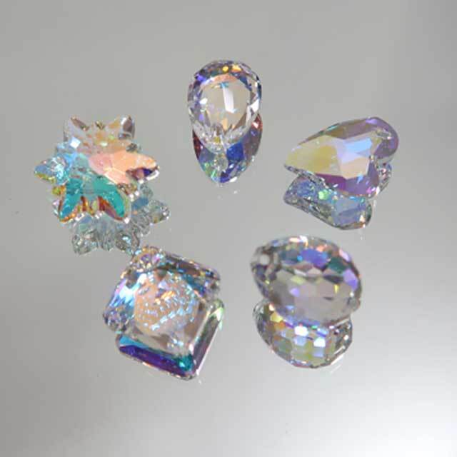 スワロフスキー・ペンダント15mm～18mm クリスタルAB アソート