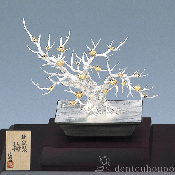 純銀製 梅 光則作 盆栽 純銀製 梅 光則作 盆栽