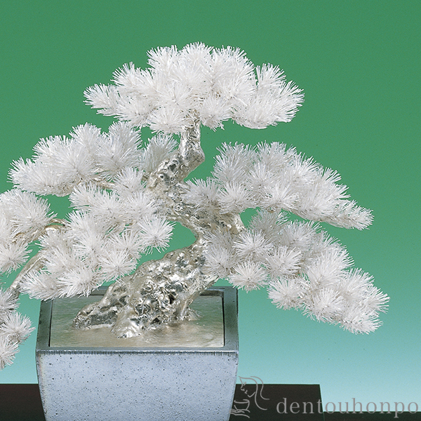 送料無料】 銀製 盆栽 懸崖松 12号・630g / 光則（銀工芸） 高級