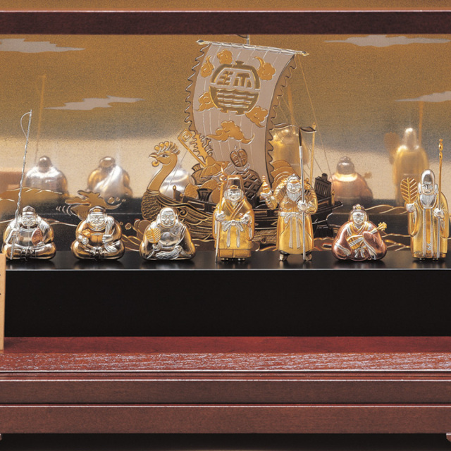 送料無料】 銀製 七福神 B 30g / 武比古 恵比寿 大黒 宝船 置物 幸運