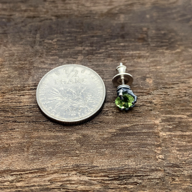 天然石 スカルボーンハンドピアス/シルバー925 メンズ/PE-29L-SV2