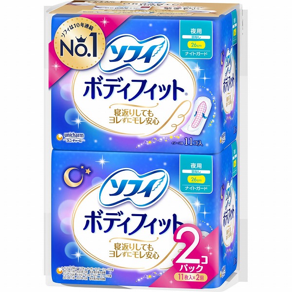 ソフィ ボディフィット ナイトガード 羽なし (11枚×2個)×3セット 【医薬