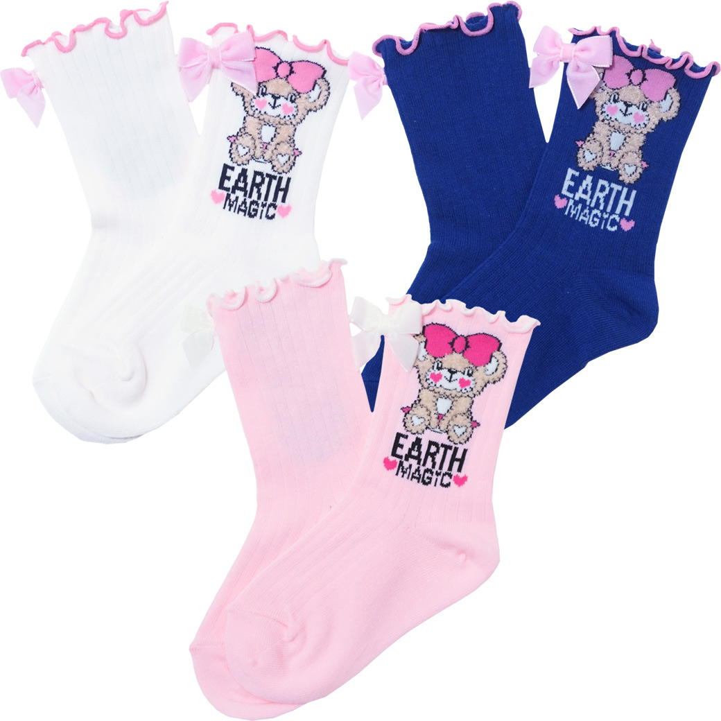 アースマジック EARTHMAGIC ふわふわマフィークルーソックス シロ