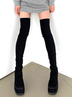 EMODA エモダ 厚底 ブーツ スクエア フィット ロング ブーツ ニーハイ