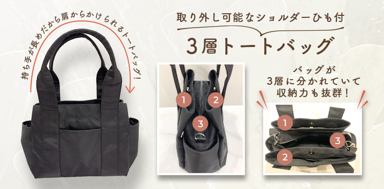 selva secreta】3-layer TOTE BAG(black)