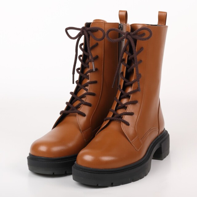 OUTLET】BARCLAY（バークレー）厚底レースアップブーツ キャメル