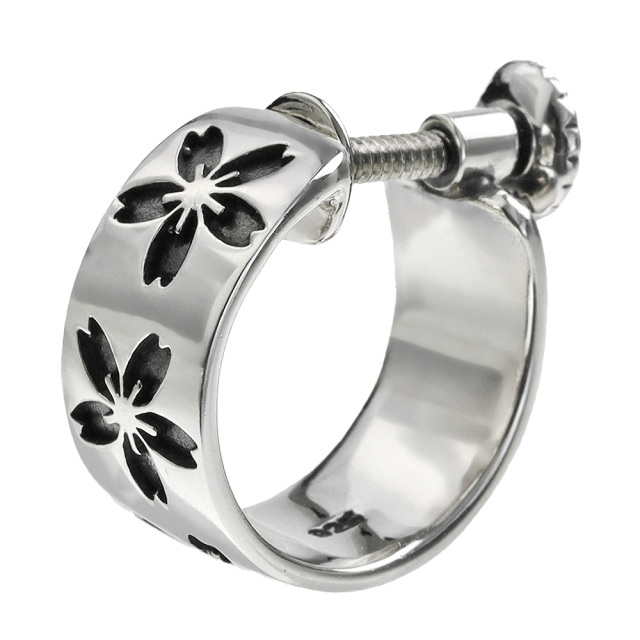 ワイド サクラ イヤリング メンズ レディース シルバー925