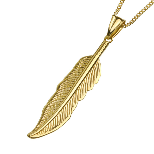 K18 ゴールド フェザー ペンダント ≪トップのみ≫ メンズ 羽根 18金