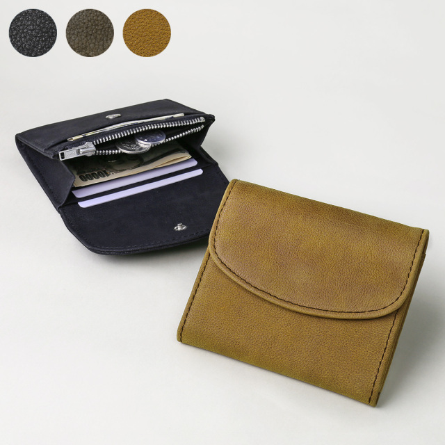 ライチグレイン レザー ウォレット ミニ財布 メンズ 財布 コンパクト 本革