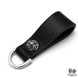 クロムハーツWベルトループクロスボタンブラックレザー|クロムハーツ