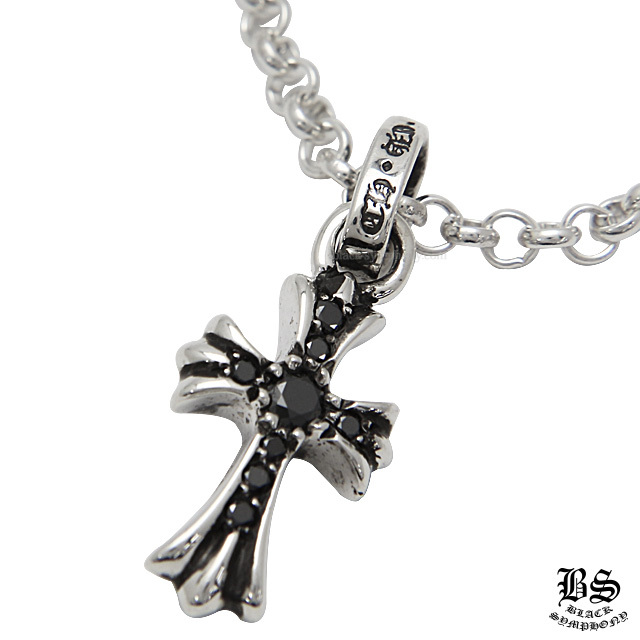 クロムハーツCHクロスベビーファットチャームwithパヴェブラック